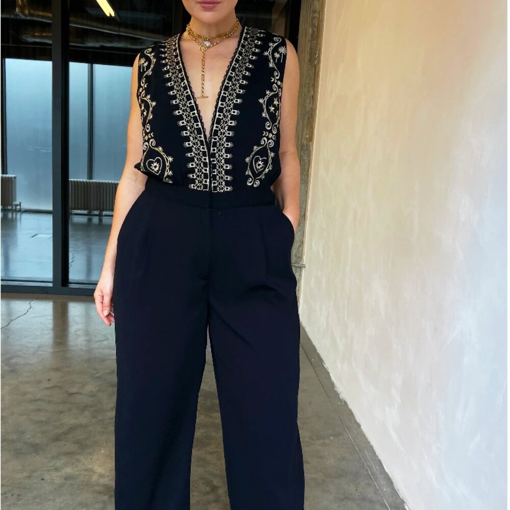 Black Embroidered Jumpsuit